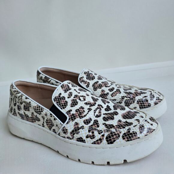 Leopard Snake Print Loafers Vionic Dinora Size 8.5 Leather Sneakers Brown Black - Picture 3 of 14